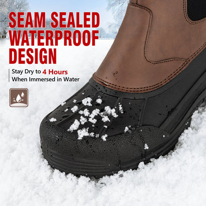 Waterproof men's snow boots for slushy errands and snowy parking lots [color:Brown]