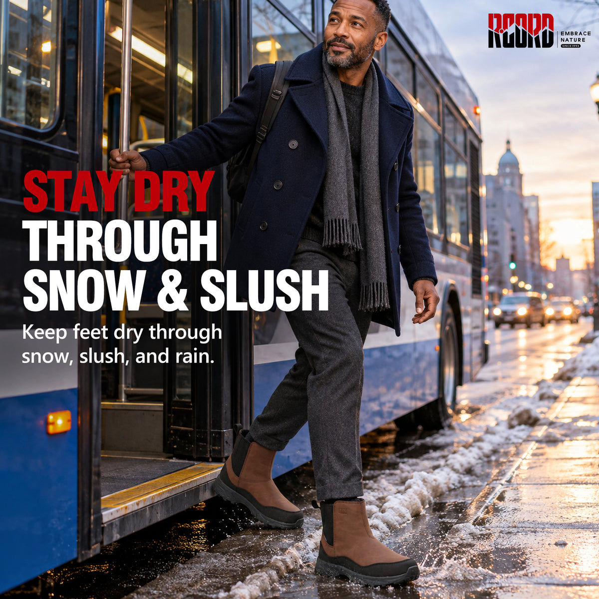 Waterproof winter boots for men for daily errands in snow and slush [color:Brown]
