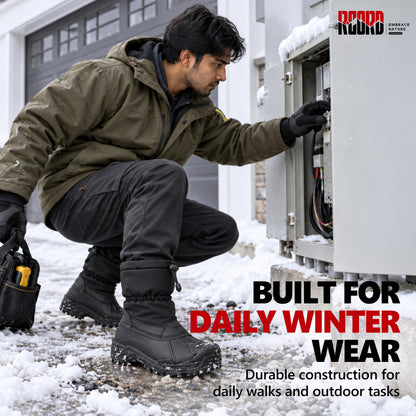 Men's snow boots for yard chores, snow days and winter resort walks [color:Black]