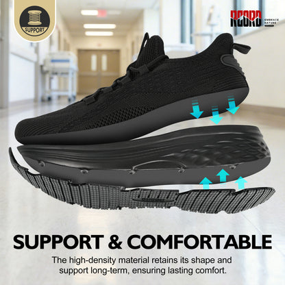Comfortable cushioned work shoes for cafe, retail and restaurant shifts [color:Black]
