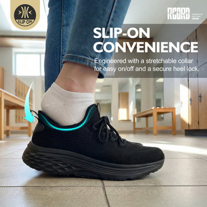 Adjustable slip-on work shoes for a secure fit during cafe shifts [color:Black]
