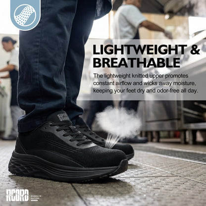 Lightweight work shoes for mobile catering teams and food service [color:Black]
