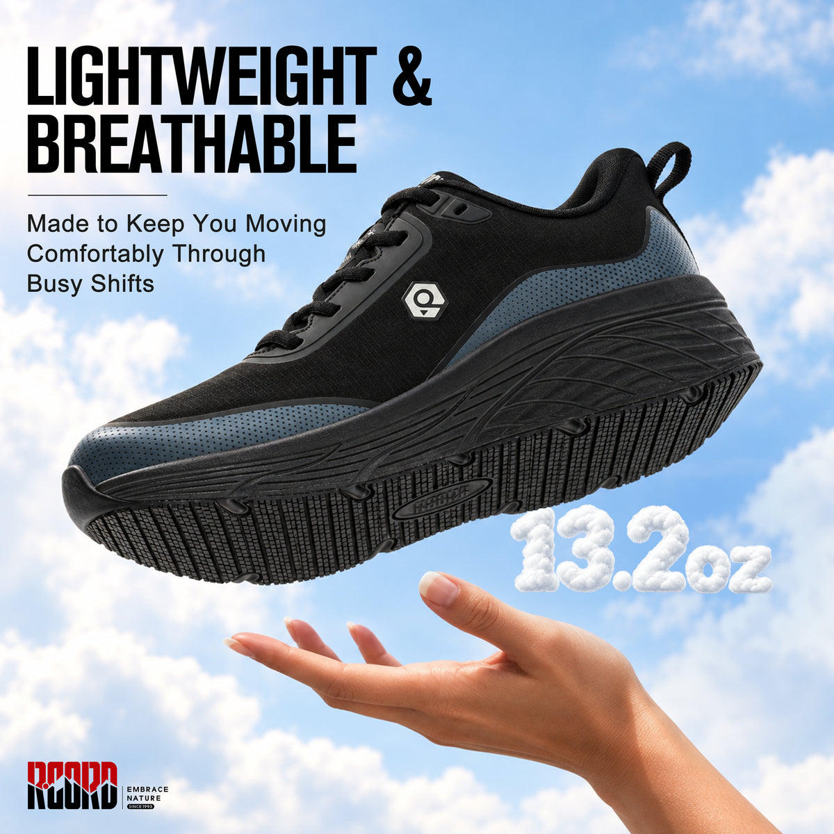 Lightweight slip-on work shoes for cafe, retail and food service shifts [color:Black]
