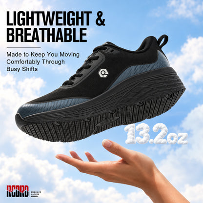 Lightweight slip-on work shoes for cafe, retail and food service shifts [color:Black]
