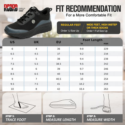 Women's slip-on work shoes size guide for comfortable daily movement [color:Black]