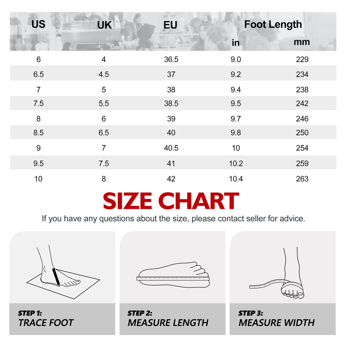Women's kitchen work shoes size guide for daily comfort and support [color:Black]
