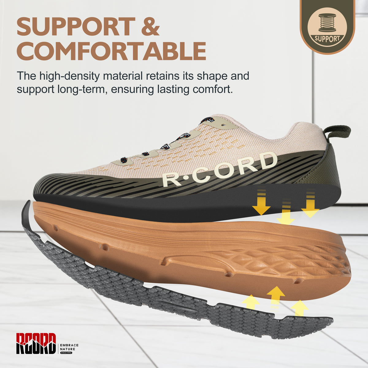 Cushioned work shoes for food service teams standing through busy shifts [color:Khaki]
