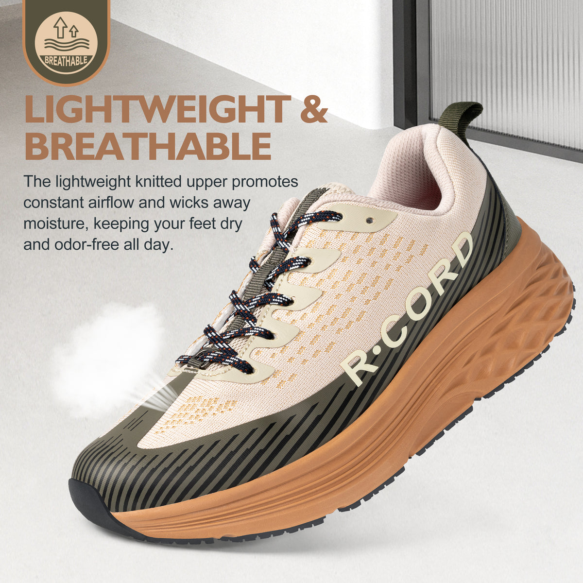 Lightweight women's work shoes for fast-moving food service teams [color:Khaki]
