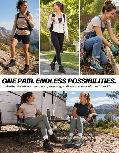 Women's hiking boots for day hikes, nature walks and park trails [color:Black]
