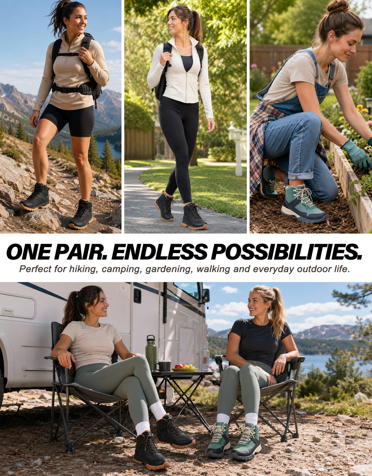 Women's hiking boots for day hikes, nature walks and park trails [color:Lightgreen]
