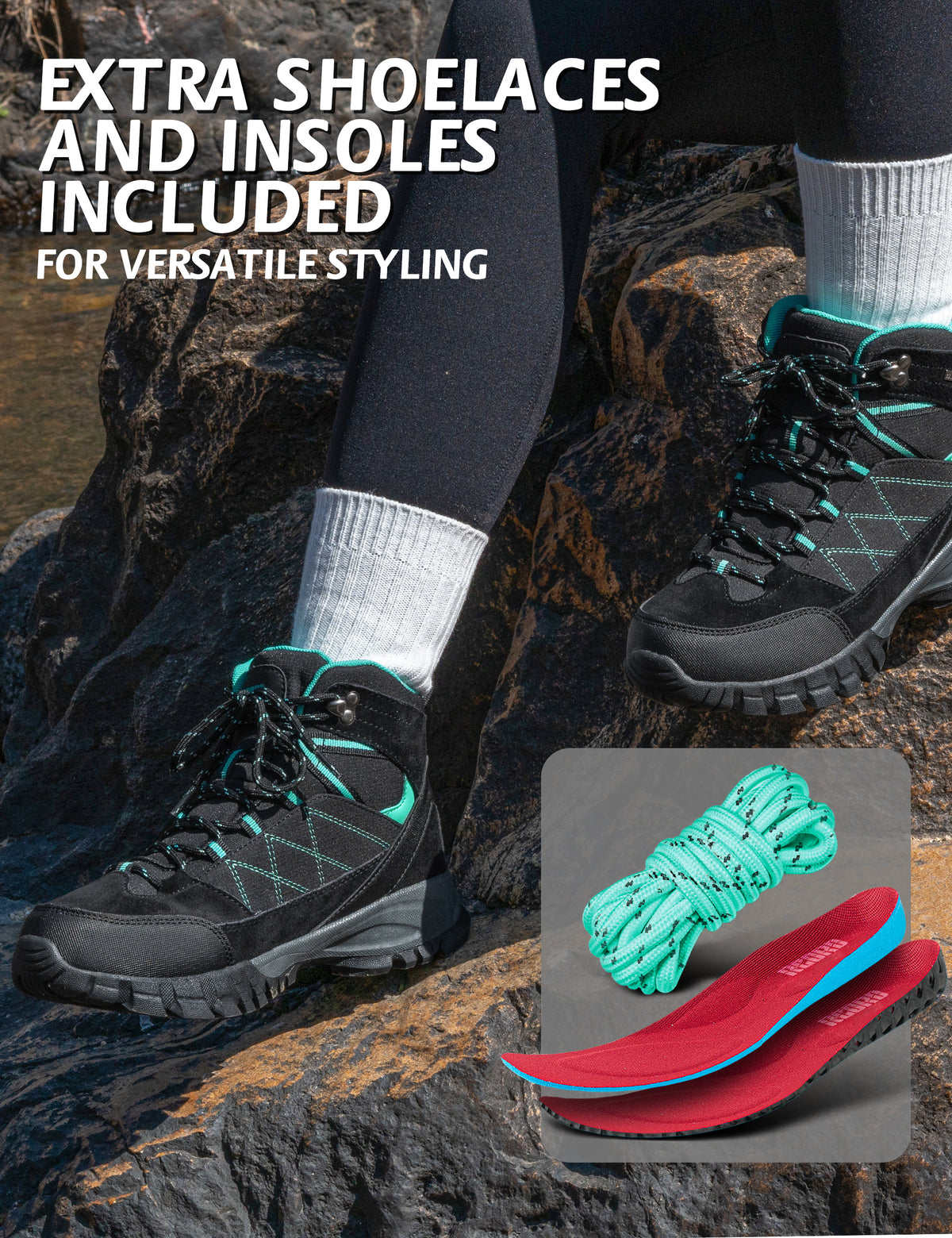 Women's hiking boots for nature walks, park walks and easy day hikes [color:Black]
