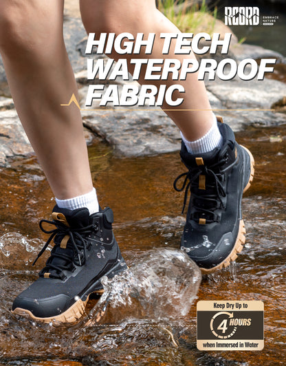 Waterproof boots for wet leaves, light rain and damp park paths [color:Black]
