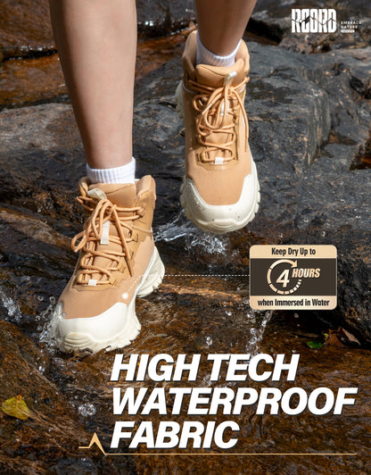 Waterproof boots for wet leaves, light rain and damp park paths [color:Khaki]
