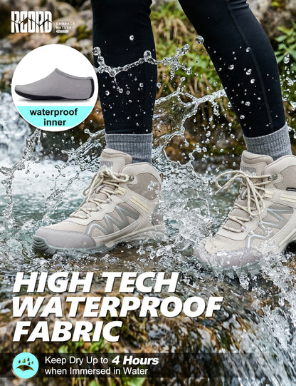 Waterproof hiking boots for morning dew and damp daily routes [color:Sand]
