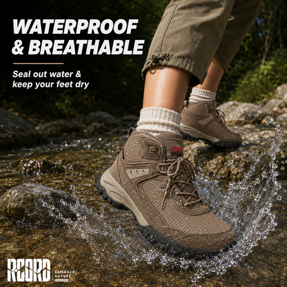 Waterproof boots for campsite morning dew and damp ground [color:Brown]
