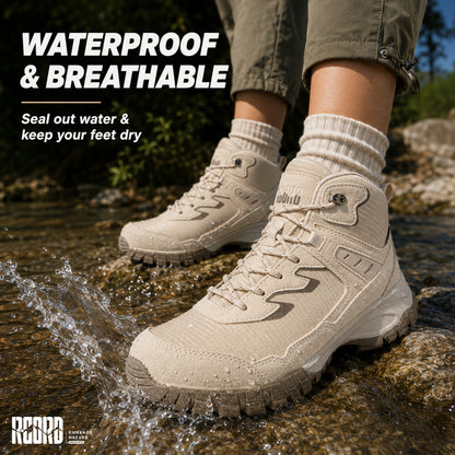Waterproof boots for campsite morning dew and damp ground [color:Sand]
