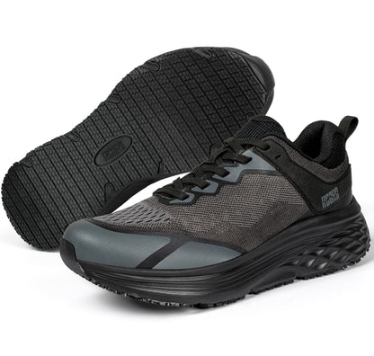 Women's long-shift water-resistant work shoes for restaurant service [color:Black]
