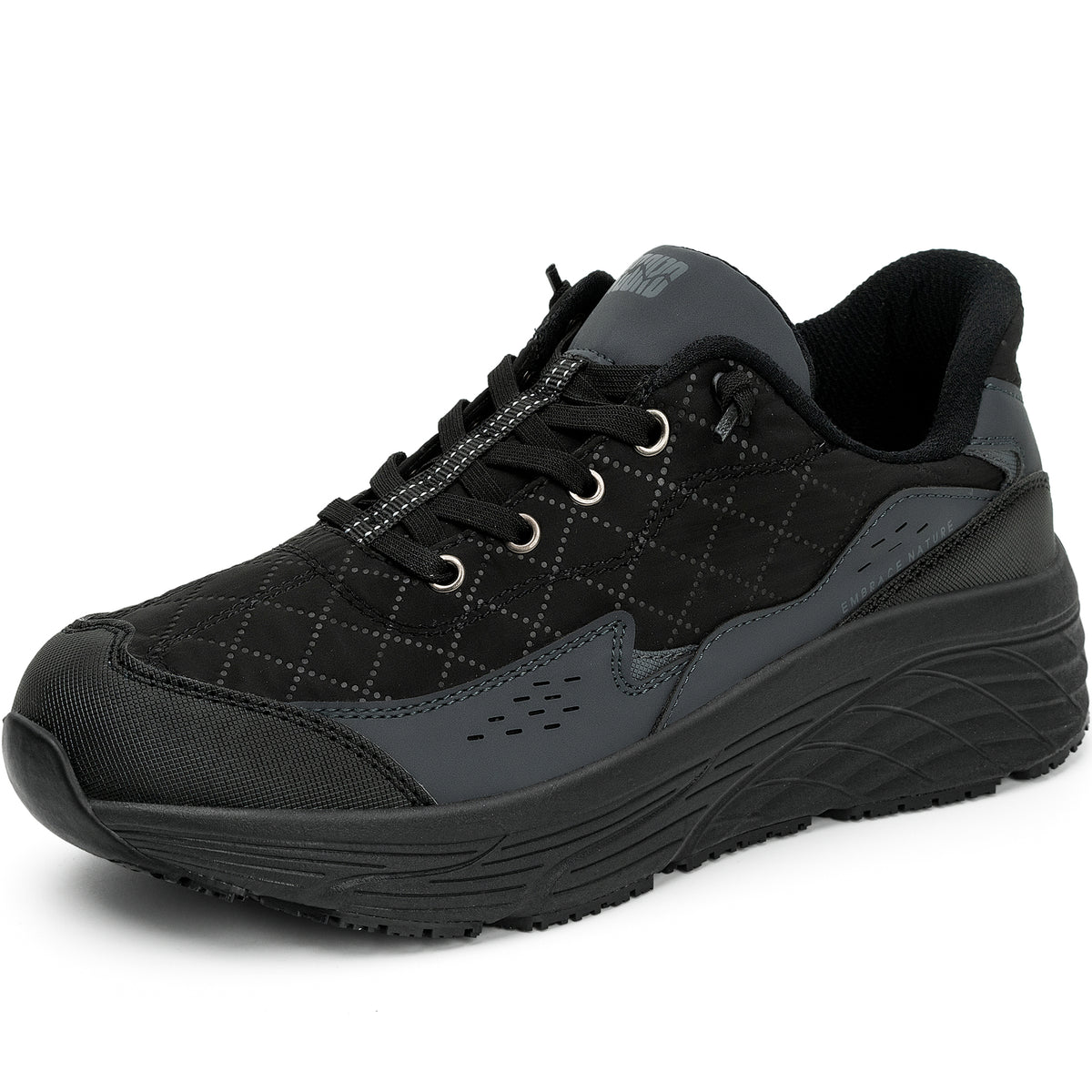 Cushioned women's slip-on work shoes for long shifts [color:Black]
