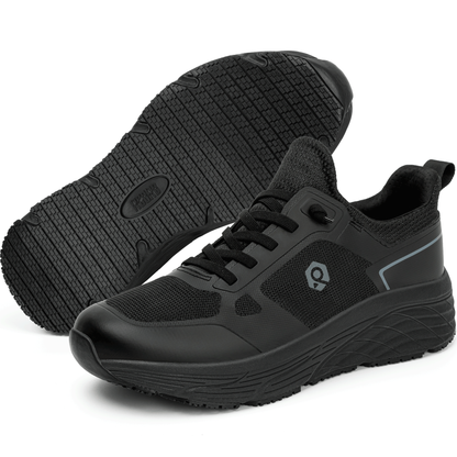 Women's waterproof slip-on work shoes for restaurant kitchens [color:Black]
