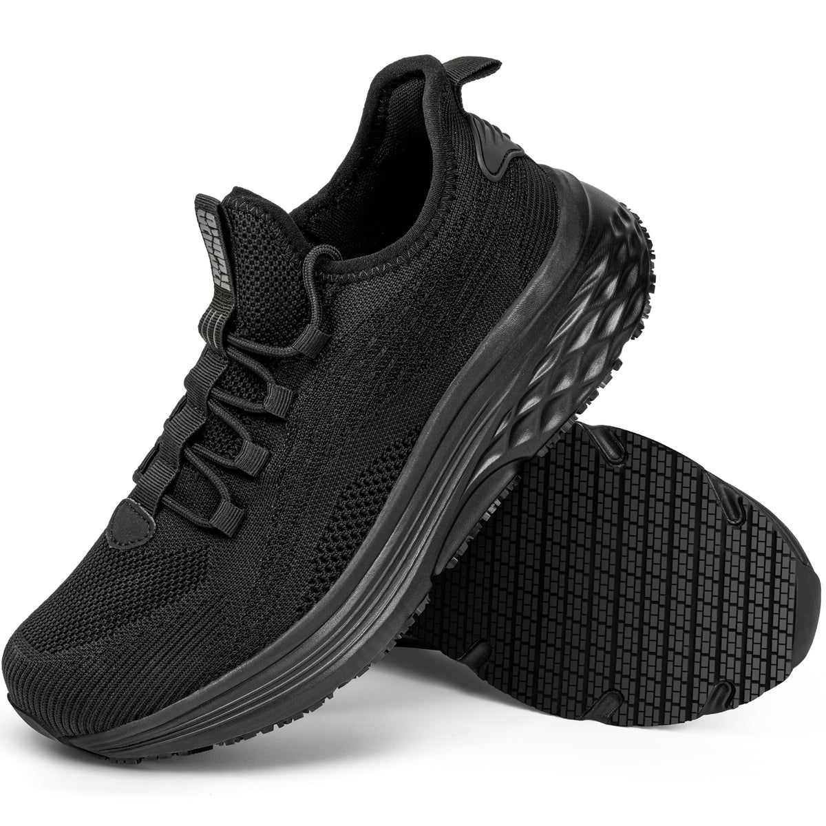 Women's water-resistant comfortable work shoes for cafe shifts [color:Black]
