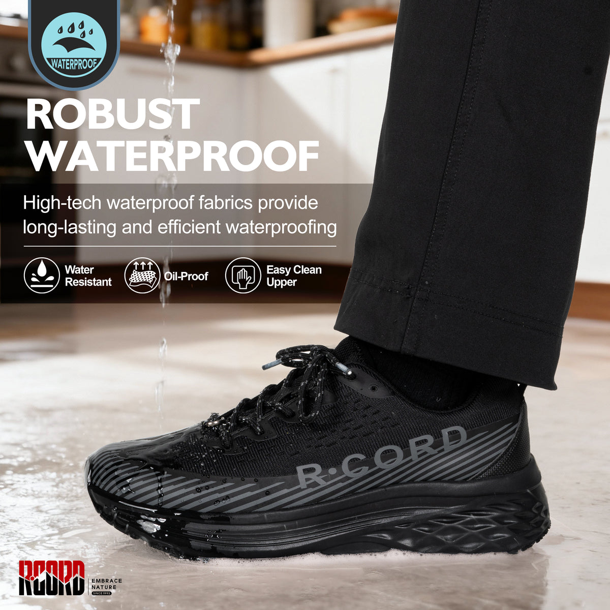 Women's waterproof food service work shoes for wet kitchen floors and long shifts [color:Black]
