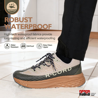 Women's waterproof food service work shoes for wet kitchen floors and long shifts [color:Khaki]
