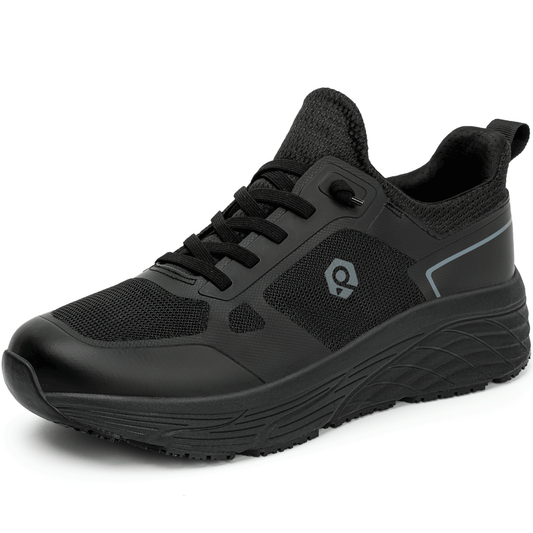 Women's waterproof slip-on work shoes for restaurant kitchens [color:Black]
