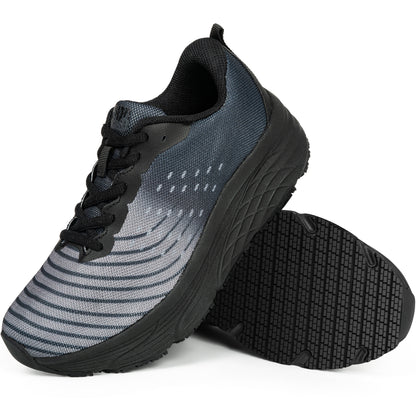 Women's waterproof work shoes for long restaurant shifts [color:Black]
