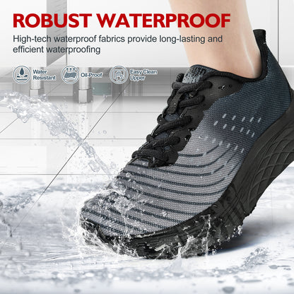 Women's waterproof work shoes with cushioned support for restaurant long shifts [color:Black]

